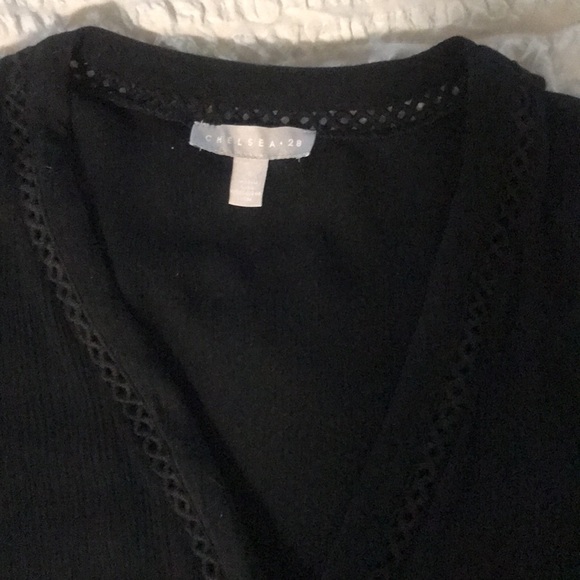 Black, tie waist, flare arm with decorative trim - Picture 4 of 4